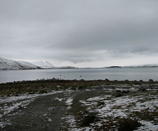 Mountain lakes are cold in winter